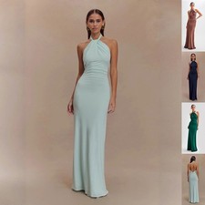Maxi Vestido Para Mujer Moda Ins Bodycon Halter - Sin Espalda Calce Ajustado Cintura Vestidos