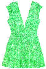 Vestido para mujer - Vestido floral estampado - Mini vestido de algodón - 2XL - Verde neón