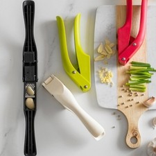 Prensa de ajo 2 en 1 de acero inoxidable y PP - Seguro para la cocina diaria