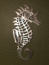 Arte de pared de metal de caballito de mar decoración del hogar. decoración metal recorte playa vida marina