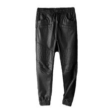 Pantalón de cuero suave de piel de oveja/cordero genuino para hombre pantalones de dibujo pantalones para correr