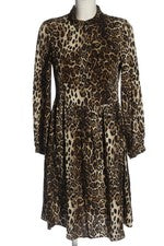 Yessica Premium Blusenkleid Damen Kleid Knopfleiste Beige Braun Schwarz Gr. 34