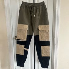Moda Nova Hombre Bloque de Color Oliva y Beige Carga Retro Informal Exterior Pantalones