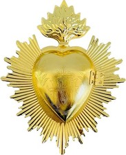 Adorno de pared Milagro de metal dorado Sagrado Corazón, hogar mexicano ecléctico...