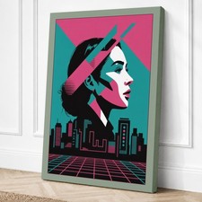 Impresión en lienzo geométrico de perfil de neón arte de pared decoración del hogar listo para colgar