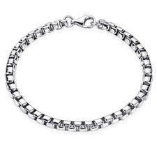 MATERIA Cadena Veneciana Plata 925 Pulsera Hombre 5mm 28g Rodiada Maciza