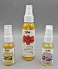 NOW Solutions Set de 3 Aceites Faciales Calmantes Rosa Limpieza Nutrir Balance