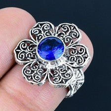 Anillo de joyería de plata esterlina 925 hecho a mano con piedras preciosas...