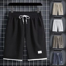 Pantalones Cortos Para Hombre Superficie Gofre Poliéster Informales Hasta la Rodilla Calce Recto Estilo