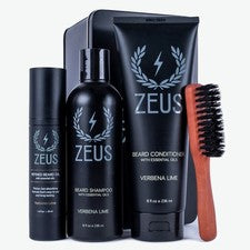 Champú y acondicionador para barba aceite y cepillo conjunto Zeus Hombres Hecho en EE. UU.