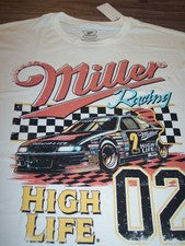 Camiseta Estilo Vintage MILLER HIGH LIFE Cerveza CARRERAS HOMBRE PEQUEÑA NUEVA Nascar