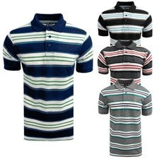 Camiseta polo de manga corta para hombre a rayas piqué informal calce regular moda trabajo top
