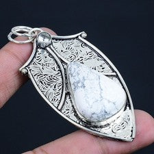 Howlite Jaspe, Topacio Blanco Piedras Preciosas 925 Plata Esterlina Joyería C...