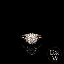 Anillo Moissanita Oro 9ct Farley And Weston Floral Oro Amarillo Blanco