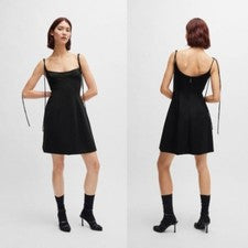 Vestido corto acampanado Hugo Kamuran para mujer con corbata de espagueti talla 0 nuevo con etiquetas
