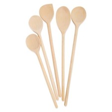Juego de 5 cucharas de cocina de madera cucharas de madera madera de haya 25-32 cm cuchara mezcladora cuchara