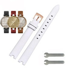 Correa de reloj de cuero genuino para Garmin Lily 14 mm blanco rojo correa deportiva pulsera