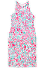 Vestido para mujer - Vestido estampado - Mediano - Turquesa brillante magenta