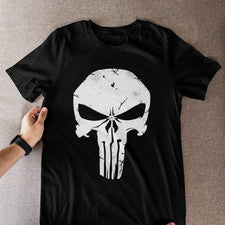 Camiseta Punisher Calavera Logo Envejecido Gráfico Camiseta Negra Vigilante Estilo Marvel