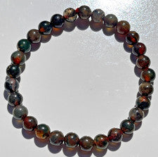 Pulsera de ágata musgo rojo ágata piedra preciosa elástica cristal piedra curativa 6 mm