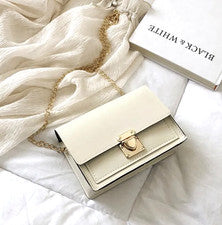 Cartera Bandolera Para Mujer Blanca Imitación Cuero Pequeña Cuadrada Cadena Dorada Hombro NUEVO
