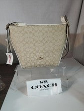 Bolso de hombro COACH pequeño para mujer en caqui claro/tiza exclusivo