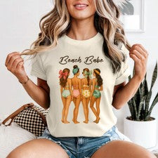 Beach Babe Mujer Camiseta Retro Verano Moda Camiseta