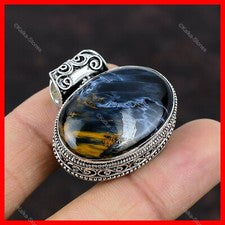 Oferta de San Valentín 925 Plata de Ley Ovalada Pietersita Natural Nuevo Colgante Vintage