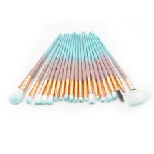 Juego de 20 piezas de herramientas de maquillaje belleza pinceles de sombra de ojos de nailon duraderos asas coloridas