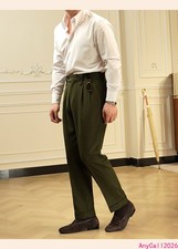 Pantalones de vestir gruesos diarios caballero informales rectos vintage para hombre