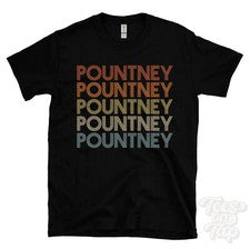 CAMISETA POUNTNEY ESTILO RETRO REPETIDO Hombre y Mujer Novedad Genial Nombre Regalo