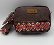 Bolso Bandolera Wrangler Cartera Estampado Azteca Marrón! ¡Nuevo con etiquetas! WG205-118-CF