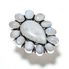 Anillo de joyería de plata esterlina 925 hecho a mano con piedras preciosas de luna arco iris talla 8 y003