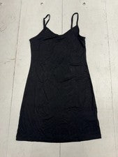 Vestido sin mangas básico liso negro liso de moda para mujer talla pequeña