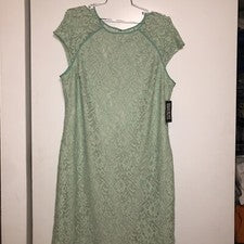 Vestido vaquero New York & Company elástico para mujer (M) verde menta de encaje sin mangas