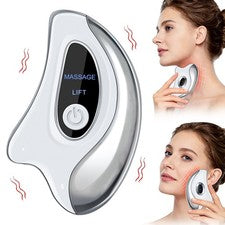 Herramienta facial eléctrica roja azul Gua Sha con masajeador facial con vibración térmica