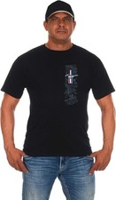 Camiseta para hombre JH Design Ford Mustang Tri-Bar Pony Collage envejecido camisa negra