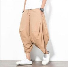 Hombres Jóvenes 2024 Moda Lino Algodón Retro Harén Pantalones Sueltos Verano Pantalones N56