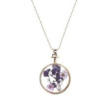 Perfume Bottle Flower Pendant Dried Locket Choker Necklaces for Woman