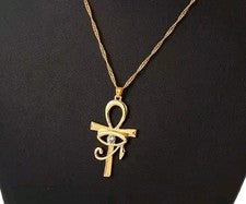 Collar Ojo de Horus Ankh Color Dorado Ojo Transparente Estrás Joyería de Moda 21-6