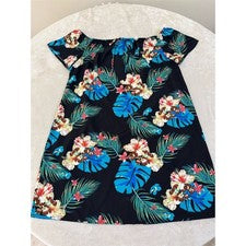 Vestido SHEIN Para Mujer Estampado Tropical Hombro Descubierto Nudo Frontal Talla M ¡NUEVO!