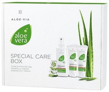 LR ALOE VIA Aloe Vera caja de cuidado especial concentrado en gel, crema de propóleo, emergencia...