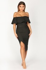 Moda Nova Para Mujer Vestido Negro Retrato Vendaje Talla Pequeña S NUEVO NUEVO CON ETIQUETAS