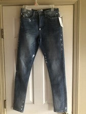 Pantalones de mezclilla Nova de moda nuevos con etiquetas para hombre 30x30 desgastados ajustados lavado medio salpicadu