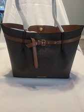 Bolso de Mano Michael Kors Emilia Grande con Logo. Logo marrón. Nuevo con etiquetas.