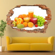 PEGATINAS DE PARED DE FRUTAS DE ALIMENTACIÓN SALUDABLE 3D CARTELES MURALES DE ARTE DECORACIÓN DEL HOGAR DE GUARDERÍA UU3