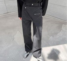 Pantalones sueltos informales con remache y cremallera gótica punk diseño de moda para hombre