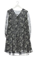 Vestido blusa MNG estampado floral gris negro elegante mujer talla 40 poliéster
