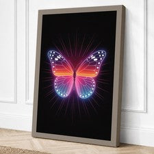 Arte de pared moderno con impresión en lienzo de mariposa de neón decoración del hogar listo para colgar