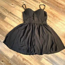 Mujer Talla S 'TOBI' Precioso Pequeño Vestido Negro Transparente Corsé Gancho Cierre Ojo